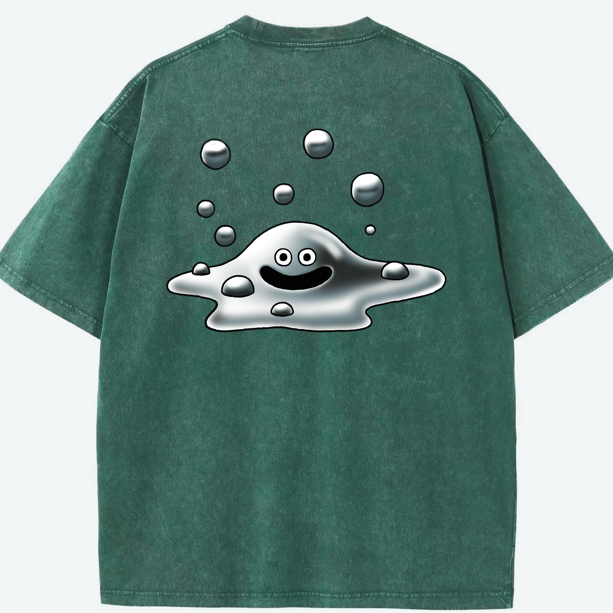 （画像用） ドラゴンクエスト Doragon Kuesuto Dragon Quest 綿100% ヴィンテージ風 半袖Tシャツ（背面プリント）